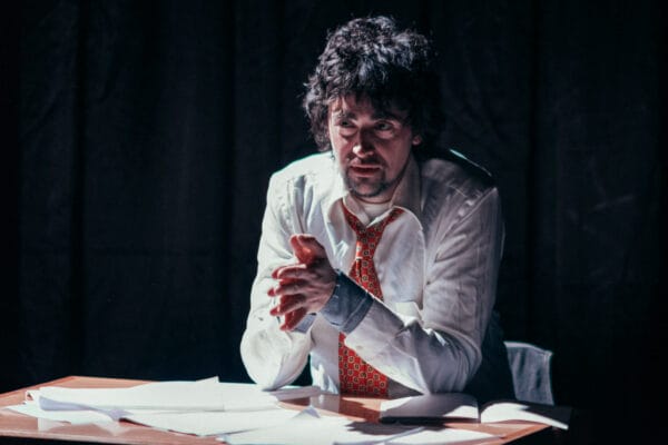 "Let me throw a statistic at you..." Andrew opens the show "By the Hour" with a fake monologue.
Photo by John Matthews